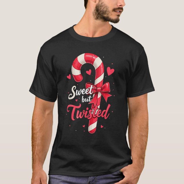 Camiseta Sweet But Twisted Candy Cane Christmas Xmas Adult  (Anverso)