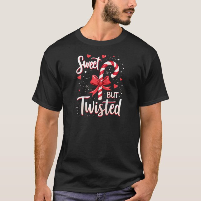 Camiseta Sweet But Twisted Candy Cane Christmas Xmas Adult  (Anverso)