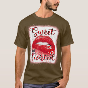Camiseta Sweet But Twisted Sey Lips Candy Cane Christmas 17