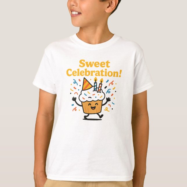 Camiseta Sweet Celebration Cute Chocolate Cupcake Design (Anverso)