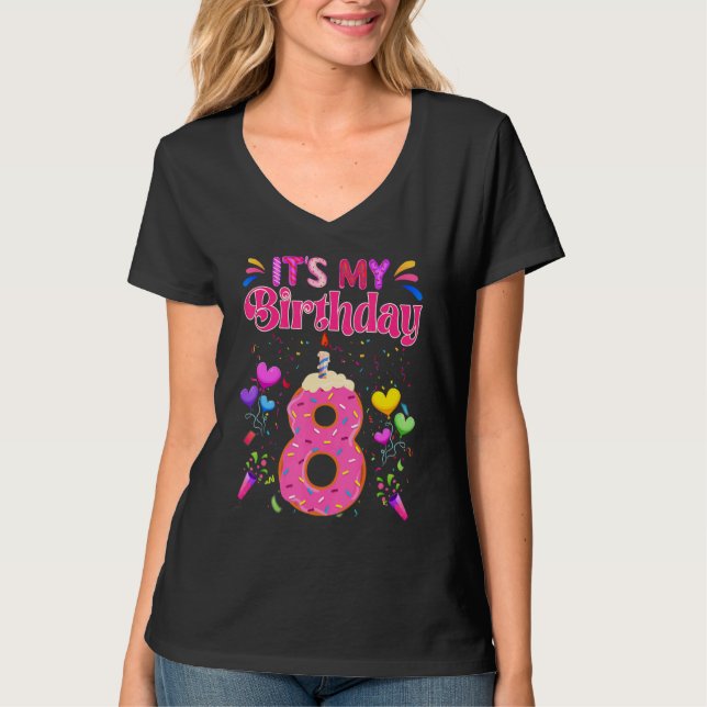 Camiseta Sweet Donut It's My 8th Birthday  8 Years Old (Anverso)