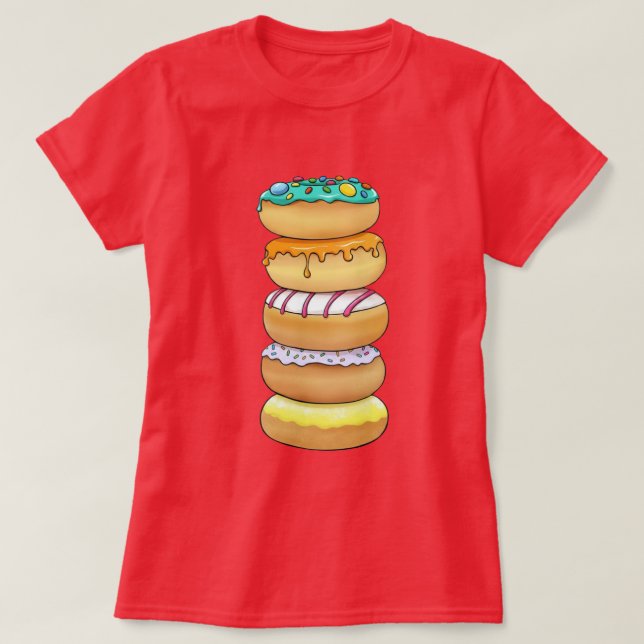 Camiseta 🍩Sweet Donut Stack Women’s Basic T-Shirt (Diseño del anverso)