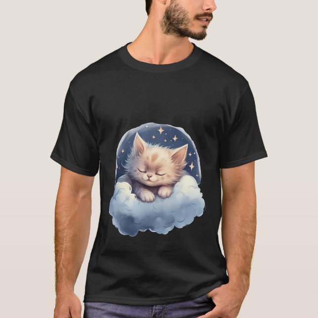Camiseta Sweet Dream Cat Sleeping on Cloud Night Sky Art 🌙 (Anverso)