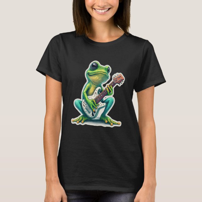 Camiseta Sweet Frog Amphibian Guitar Rock Guitar Player Abs (Anverso)