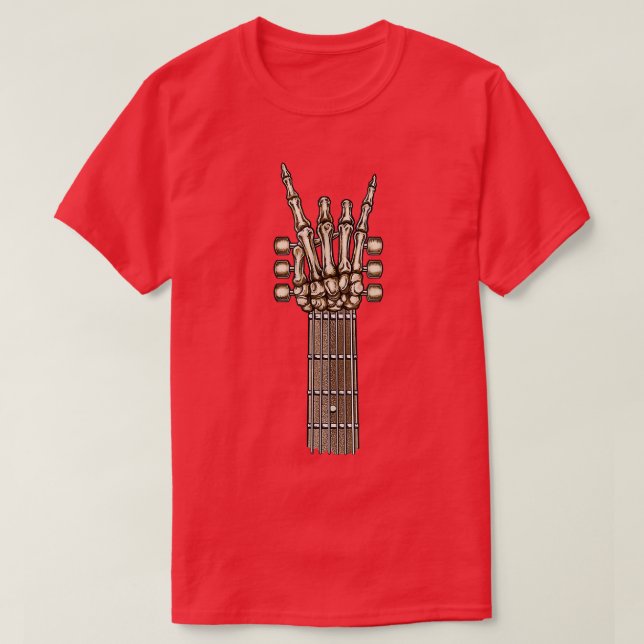 Camiseta Sweet Guitar Neck With A Rock On Skeleton HandRock (Diseño del anverso)