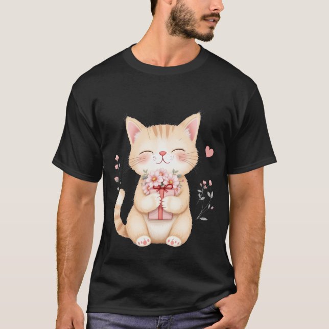 Camiseta Sweet Kitten with Flowers and Gift Box ✨🐾🌸 (Anverso)