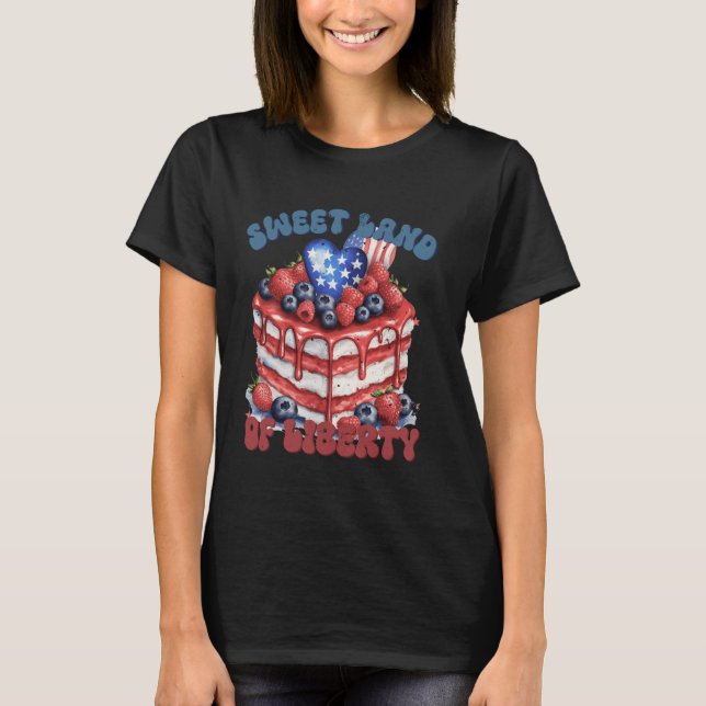 Camiseta Sweet Land of Liberty Berry Cake 4th of July (Anverso)