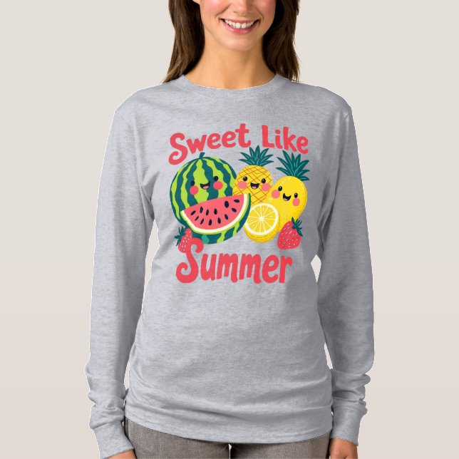 Camiseta Sweet Like Summer Watermelon Strawberry pineapple (Anverso)