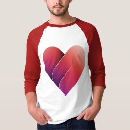 Camiseta Sweet Love Red Heart Design Raglan