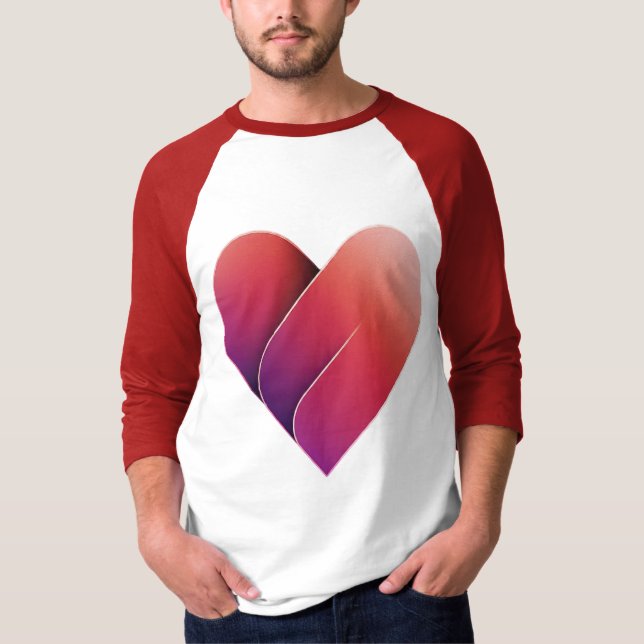 Camiseta Sweet Love Red Heart Design Raglan (Anverso)