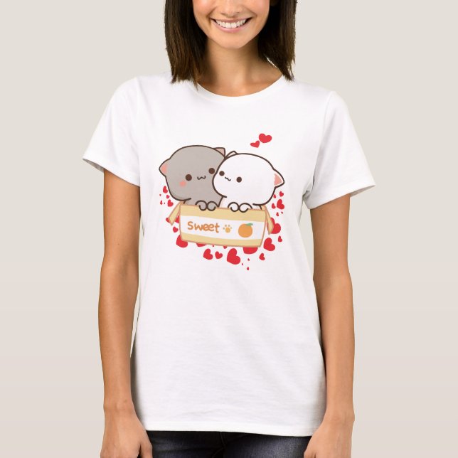 Camiseta Sweet Love with Peach and Goma Cats (Anverso)