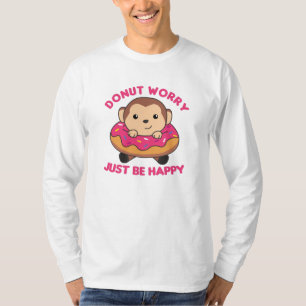 Camiseta Sweet Monkey Funny Animals In Donut Pink
