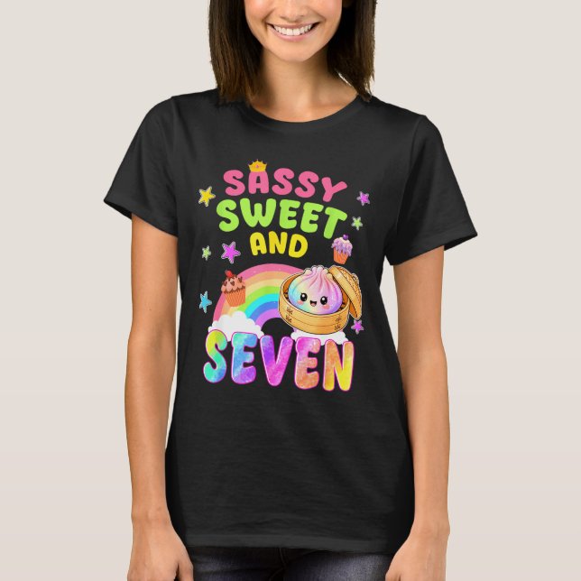 Camiseta Sweet sassy and seven 7th bday rainbow dumpling (Anverso)