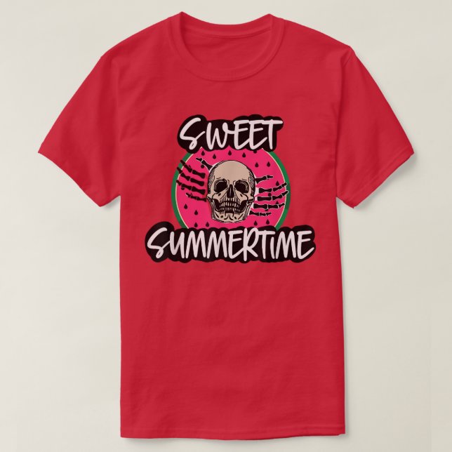 Camiseta Sweet Summertime Skeleton verano vibes sandía  (Diseño del anverso)