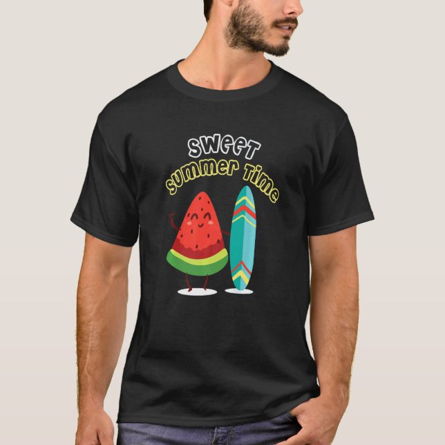 Camiseta Sweet Summertime Watermelon Surfing Summer Beach V (Anverso)
