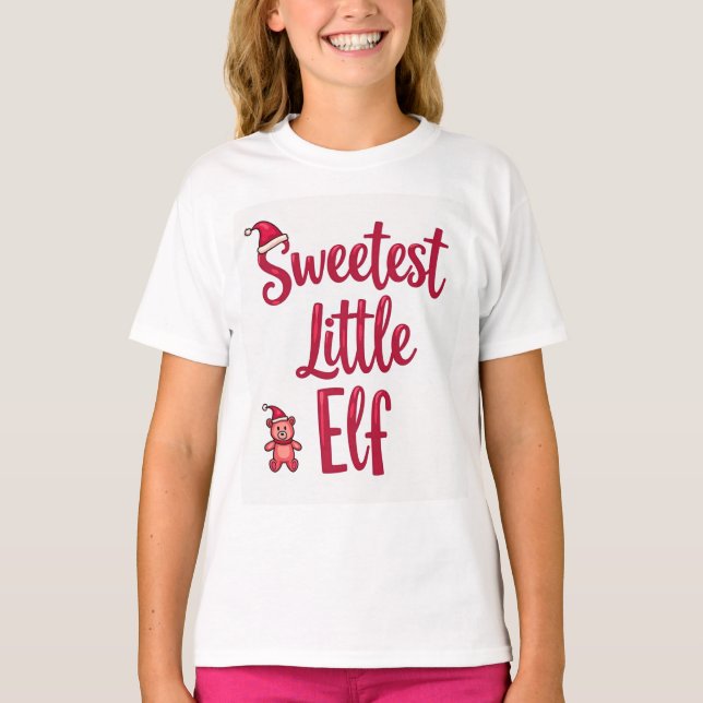 Camiseta Sweetest Little Elf Christmas Shirt: (Anverso)