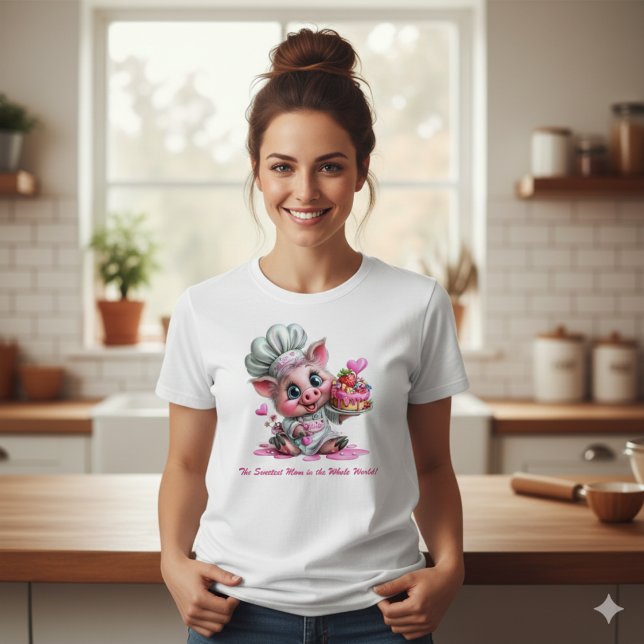 Camiseta Sweetest Mom Pig Chef Women's T-Shirt (Subido por el creador)