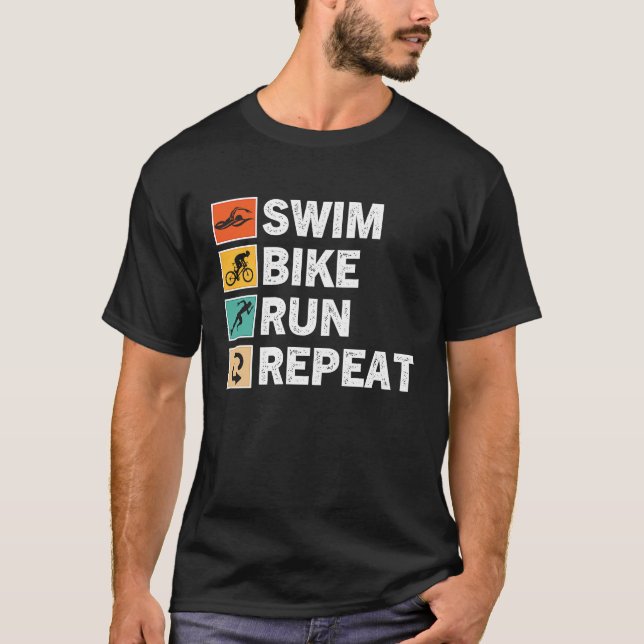 Camiseta Swim Bike Run Repeat  Triathlon Triathlete Athleti (Anverso)