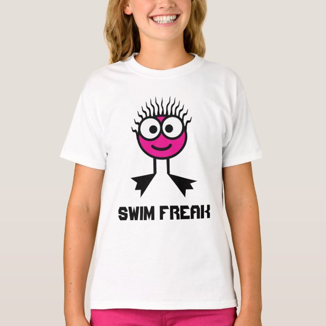 Camiseta Swim Freak - Personaje De Natación Rosa (Anverso)