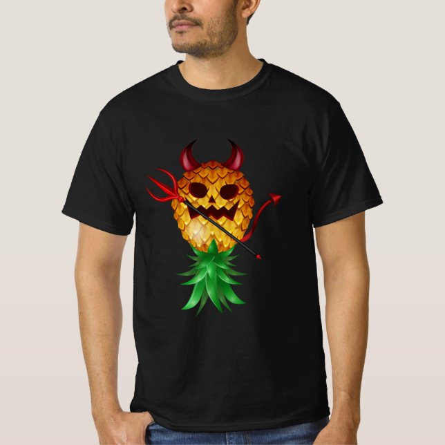 Camiseta Swinger Upside Down Bad Pineapple Devil Horn Hallo (Anverso)