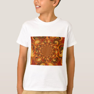 Camiseta Swirling Resumen naranja, tonos marrones y verdes