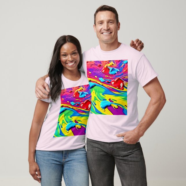 Camiseta Swirling Vibrant Paint Art (Unisexo)