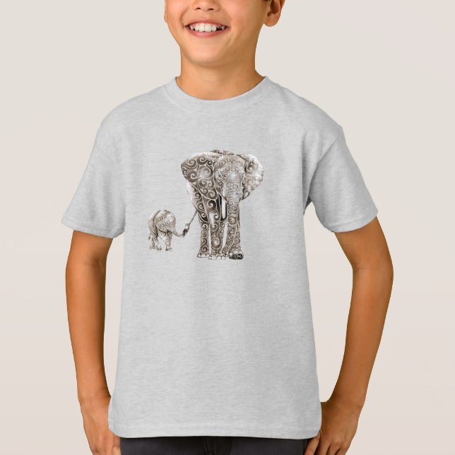 Camiseta Swirly Elephant Family (Anverso)