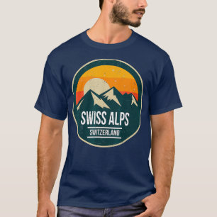 Camiseta SWISS ALPS SUIZA Vintage Mountain Sunset