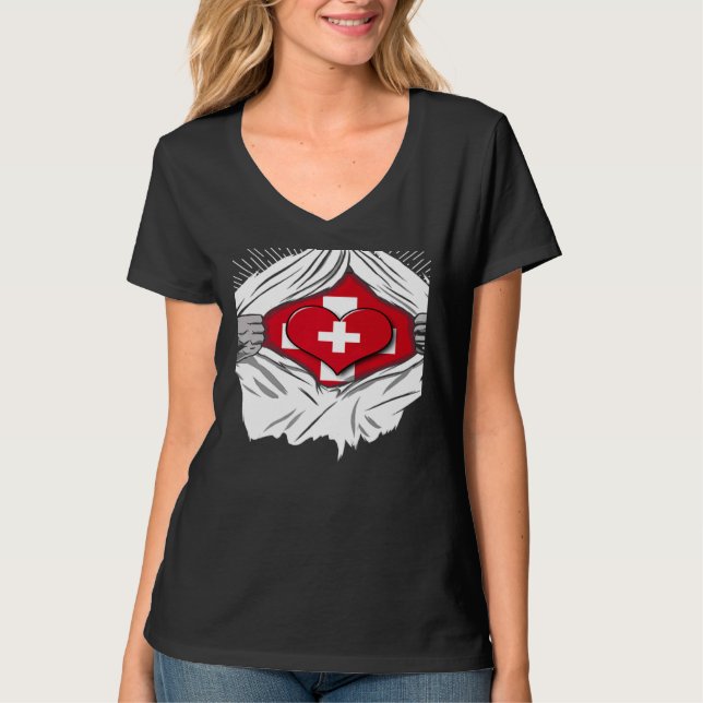 Camiseta Swiss flag home of Switzerland   (Anverso)