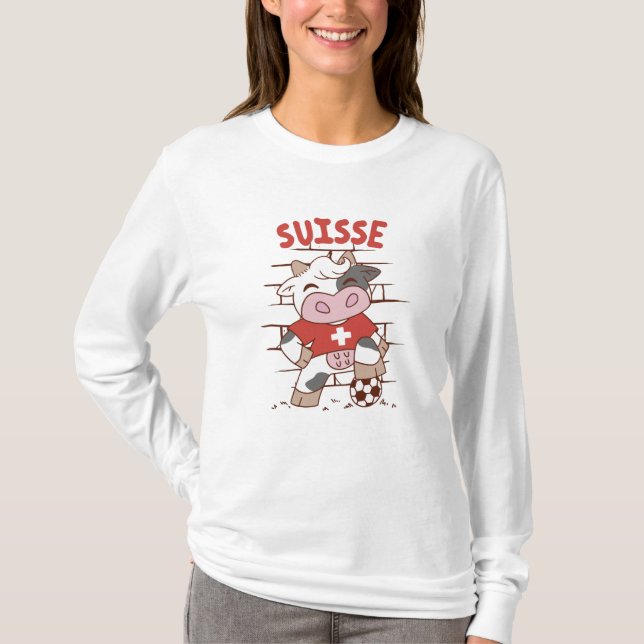 Camiseta Swiss Soccer Cow Football Fan Switzerland Flag (Anverso)