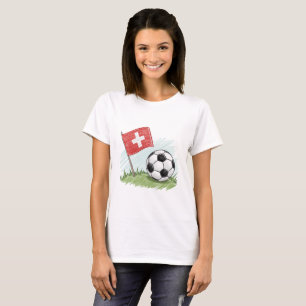 Camiseta Switzerland flag and crayon-style soccer ball