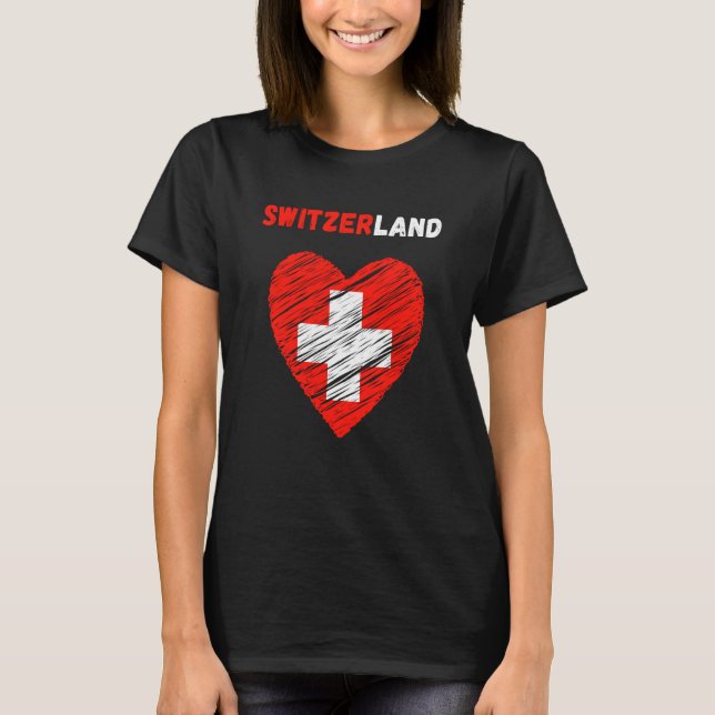 Camiseta Switzerland Flag Holiday Switzerland Heart Swiss F (Anverso)