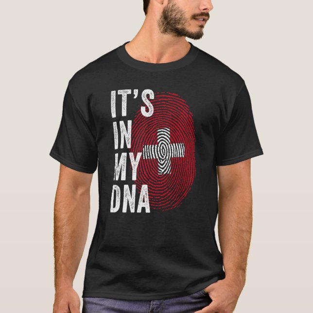 Camiseta Switzerland It's In My DNA Cute Swiss Fingerprint  (Anverso)