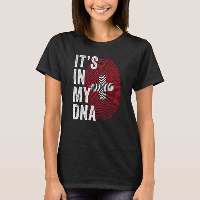 Camiseta Switzerland It's In My DNA Cute Swiss Fingerprint  (Anverso)