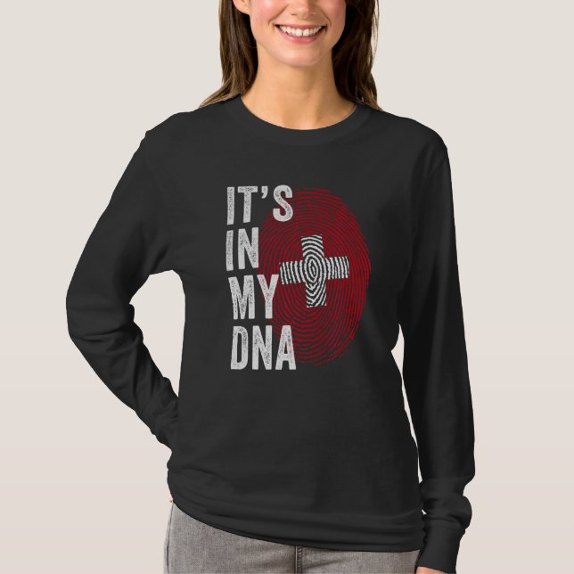 Camiseta Switzerland It's In My DNA Cute Swiss Fingerprint  (Anverso)