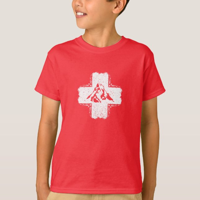 Camiseta Switzerland T-Shirt - Swiss Flag Matterhorn (Anverso)