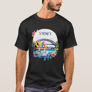 Camiseta Sydney Australia Skyline Sunset Retro Travel