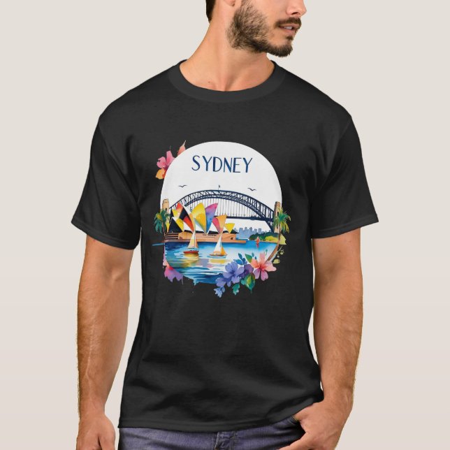 Camiseta Sydney Australia Skyline Sunset Retro Travel (Anverso)