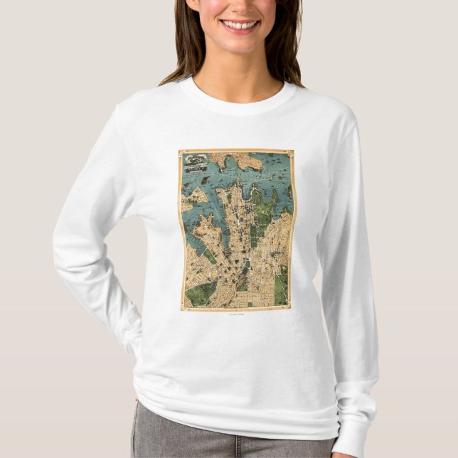 Camiseta Sydney, mapa de AustraliaPanoramic (Anverso)