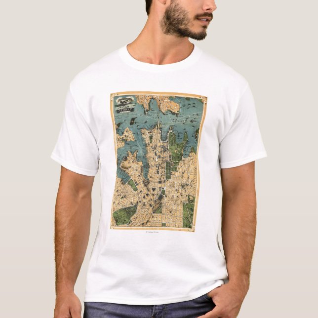 Camiseta Sydney, mapa de AustraliaPanoramic (Anverso)