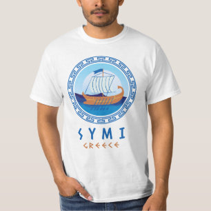 Camiseta Symi, Grecia Diseño de barco griego para hombres