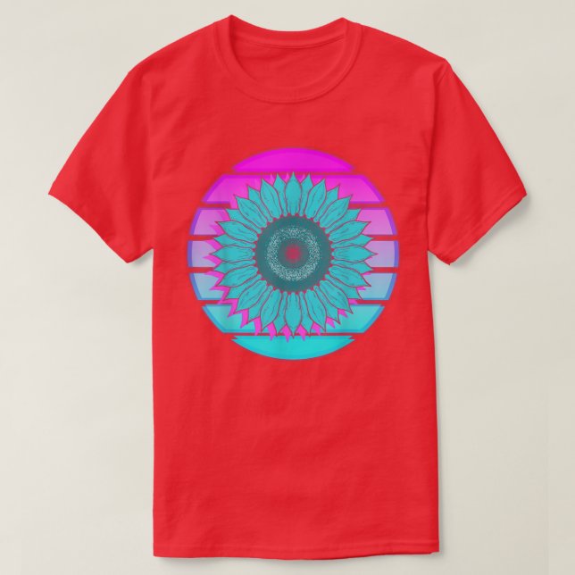 Camiseta Synthwave 80 Art Vaporwave Flor Blossom Retro S (Diseño del anverso)