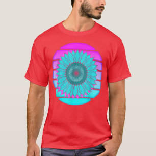 Camiseta Synthwave 80 Art Vaporwave Flor Blossom Retro S
