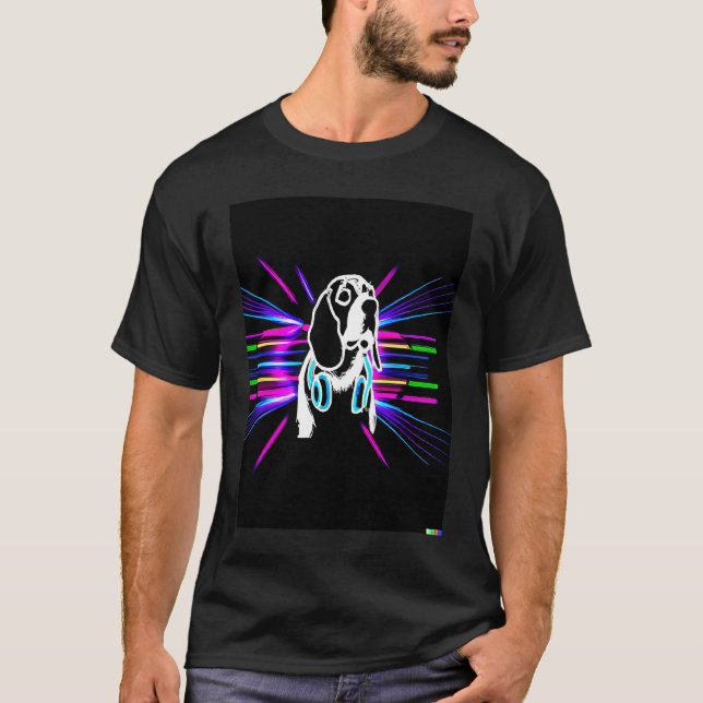 Camiseta Synthwave Beagle with headphones (Anverso)