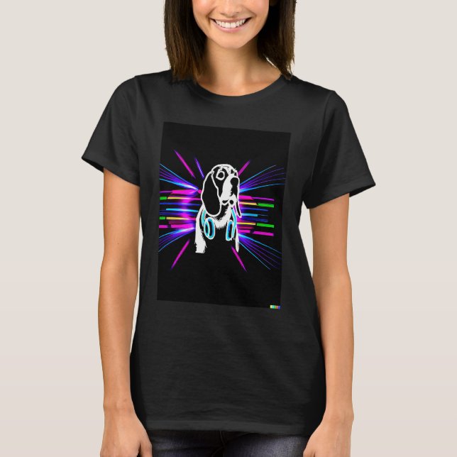 Camiseta Synthwave Beagle with headphones (Anverso)