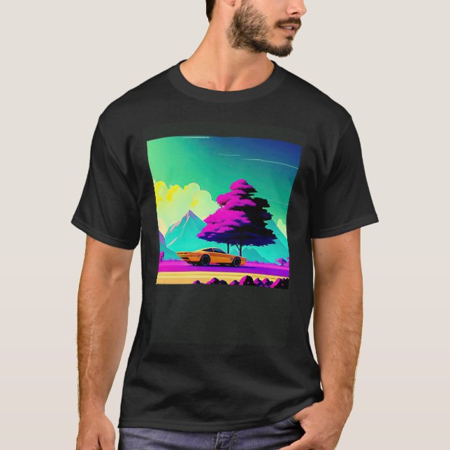Camiseta Synthwave car outrun retrowave futuresynth (Anverso)