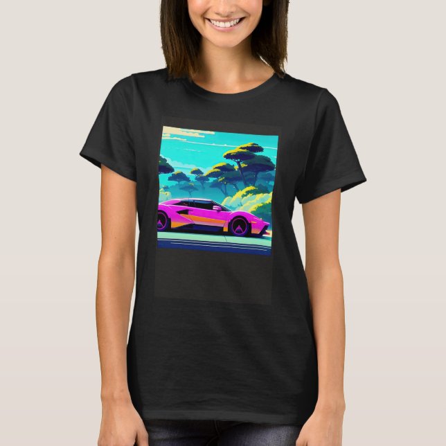 Camiseta Synthwave car outrun retrowave futuresynth (Anverso)