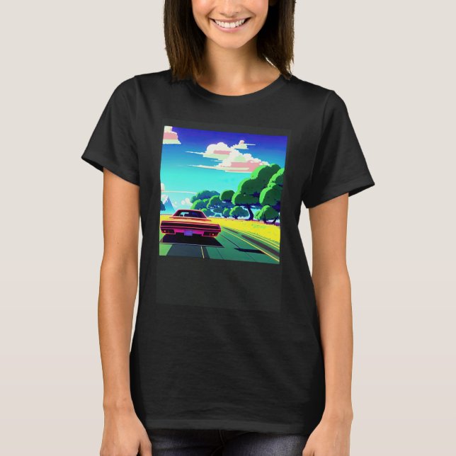 Camiseta Synthwave car outrun retrowave futuresynth (Anverso)