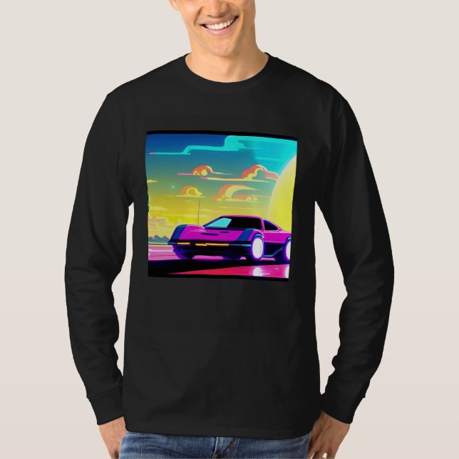 Camiseta Synthwave car outrun retrowave futuresynth sci fi  (Anverso)