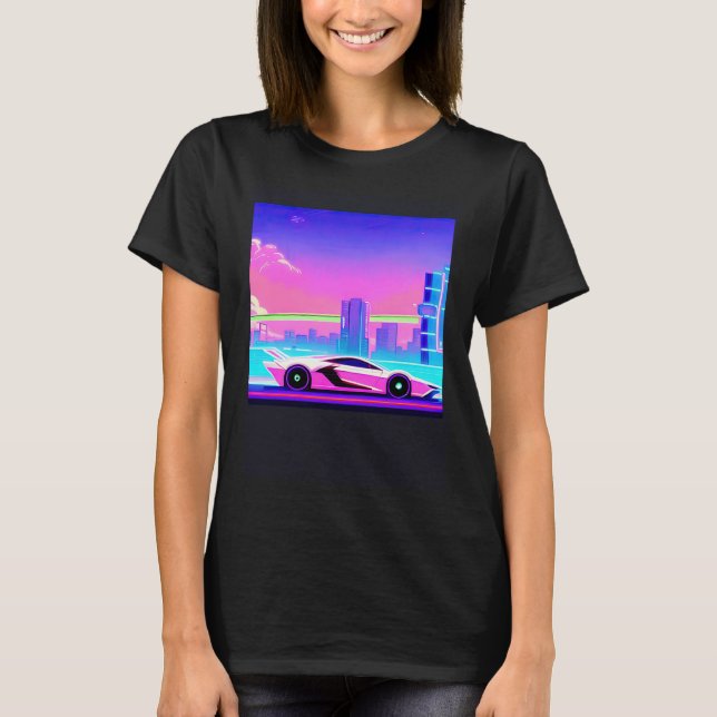Camiseta Synthwave car outrun retrowave futuresynth sci fi  (Anverso)